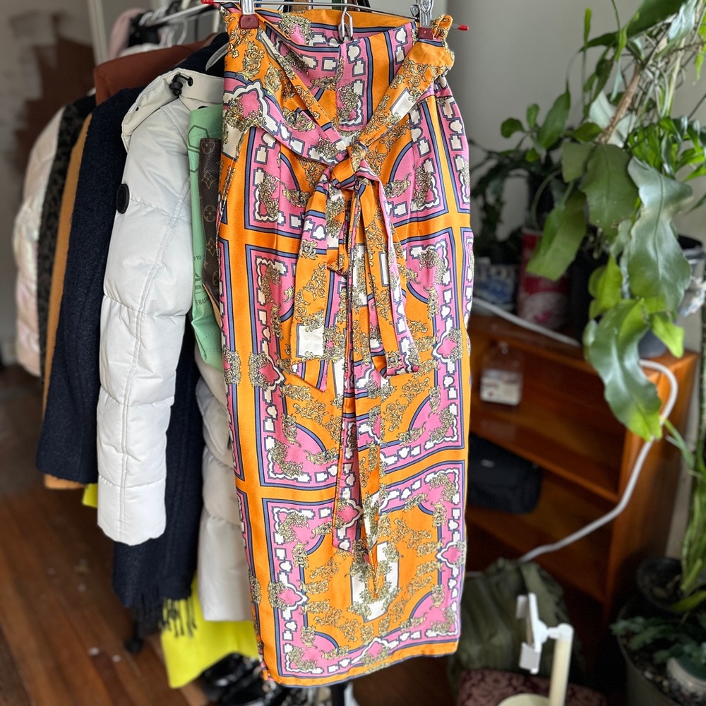 Vibrant Orange and Pink Patterned Skirt